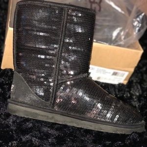 classic short ugg boots with black sparkles